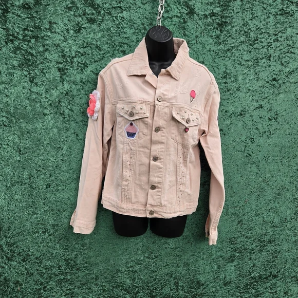 Lea & Viola Light Pink Embroidered Jean Jacket - Picture 6 of 12